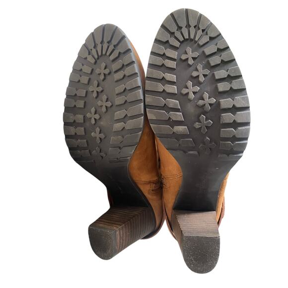 Marc Fisher Famous Brown Leather Slouch Boots 9 Block Heel Western Boho Cowgirl - Picture 5 of 13